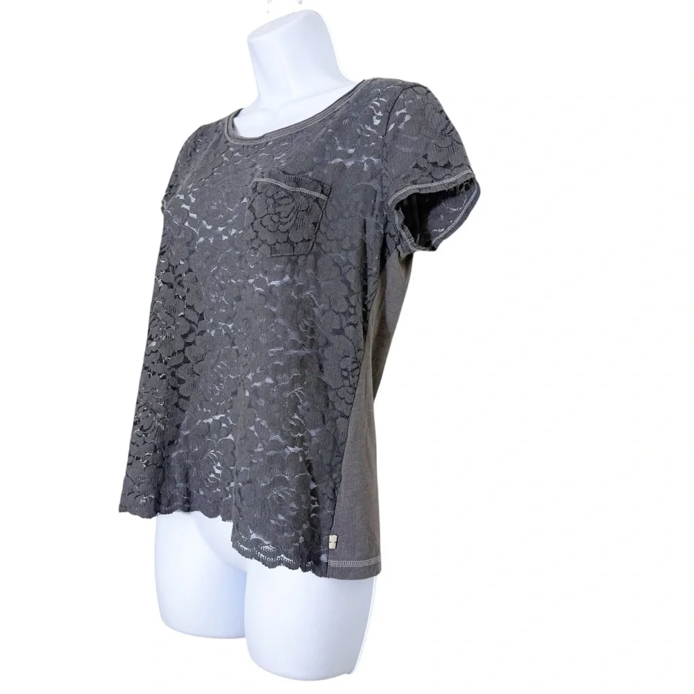 Hollister Y2K Lace Sheer Pocket Baby‎ Tee size M